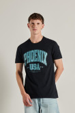 Camiseta unicolor con texto college de Phoenix y manga corta