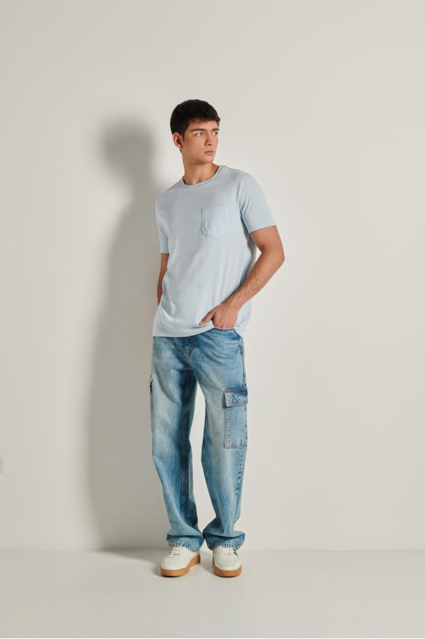 Jeans Cargo Bota Recta - Azul Claro– TRUE.