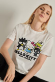 Camiseta unicolor con cuello redondo y diseño de Hello Kitty and Friends