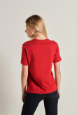Camiseta roja oscura con manga corta y diseño college de Snoopy & Cambridge