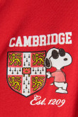 Camiseta roja oscura con manga corta y diseño college de Snoopy & Cambridge