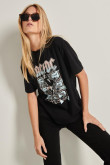 Camiseta negra en algodón con diseño de AC/DC y manga corta