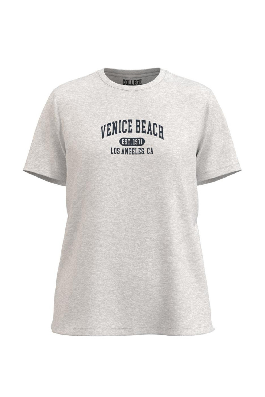 Camiseta unicolor en algodón con manga corta y diseño college