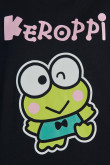 Camiseta unicolor con diseño de Keroppi en frente y manga corta