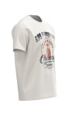 Camiseta manga corta unicolor con arte college de baloncesto