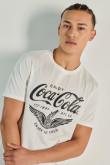Camiseta cuello redondo unicolor con diseño de Coca-Cola