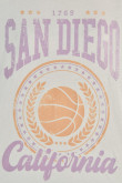 Camiseta cuello redondo unicolor con diseño college de San Diego