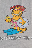 Camiseta unicolor crop top con manga corta y diseño de Garfield