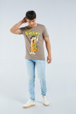 Camiseta kaki con manga corta y diseño de Los Picapiedra