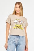 Camiseta kaky clara crop top con diseño de Pinky & Cerebro