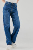 Jean azul oscuro 90´S con bota ancha y súper tiro alto