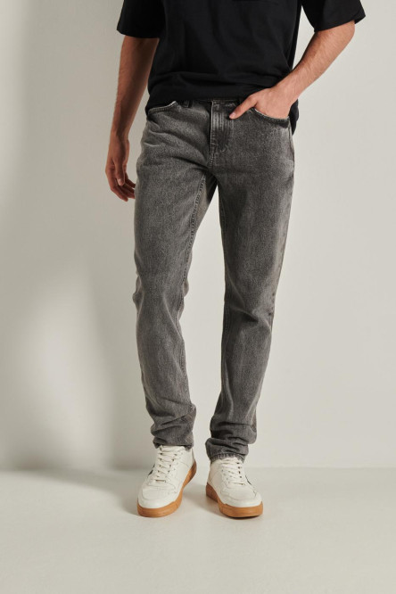 Jean tiro bajo skinny gris ajustado con 5 bolsillos