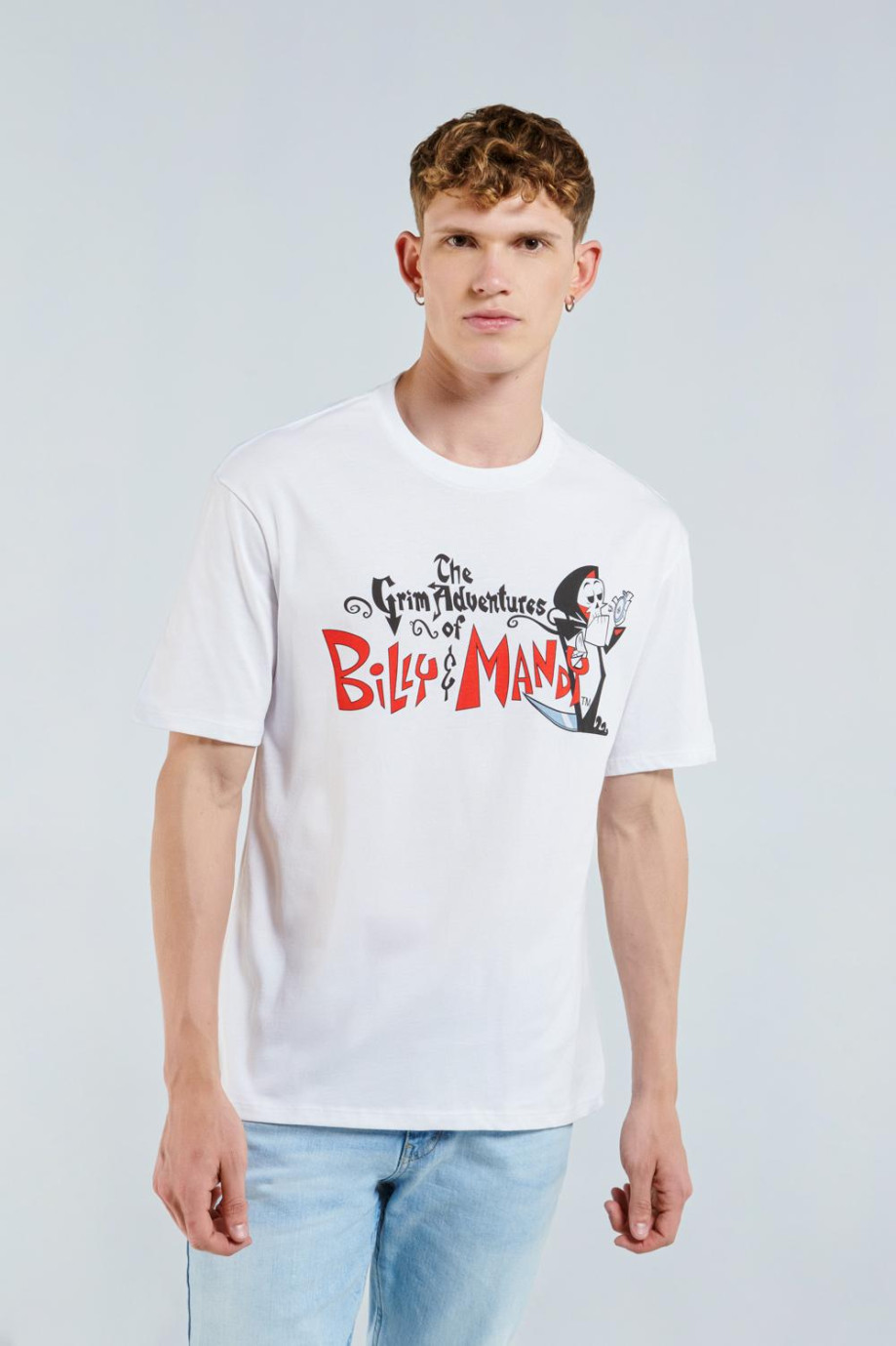 Camiseta manga corta blanca con diseño de Billy & Mandy