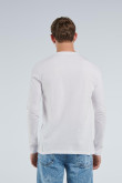 Camiseta unicolor manga larga en algodón con cuello redondo