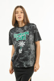 Camiseta cuello redondo negra tie dye con estampado de Green Day