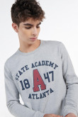 Buzo cuello redondo gris claro con diseño college de Atlanta