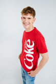 Camiseta manga corta rojo intenso con estampado de Coca-cola.