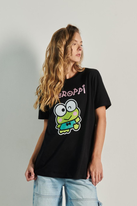 Camiseta unicolor con diseño de Keroppi y manga corta