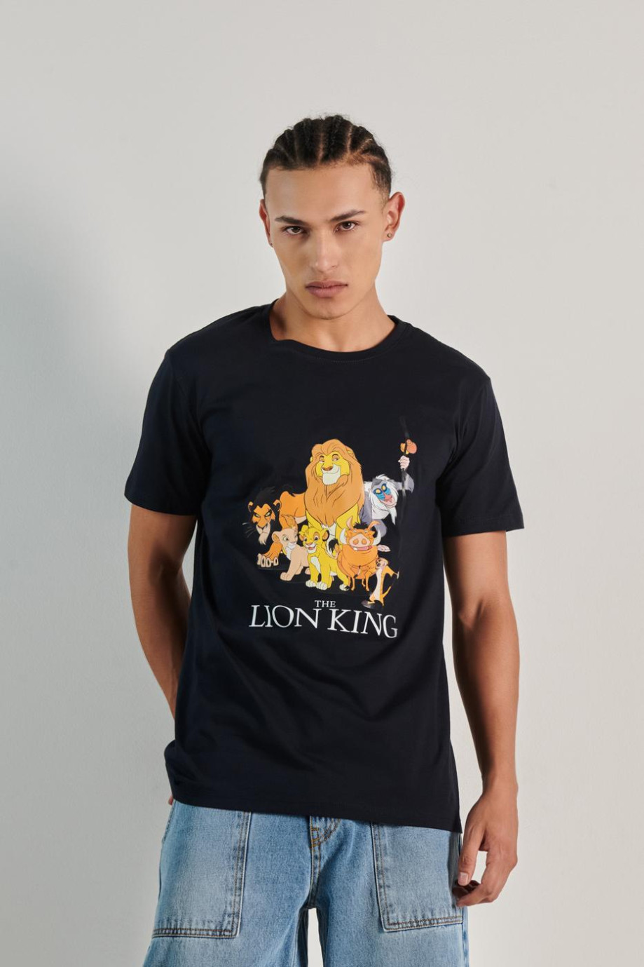 Camiseta en algodón unicolor con manga corta y diseño del Rey León