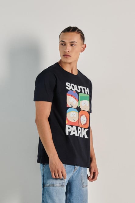 Camiseta unicolor con cuello redondo y diseño de South Park