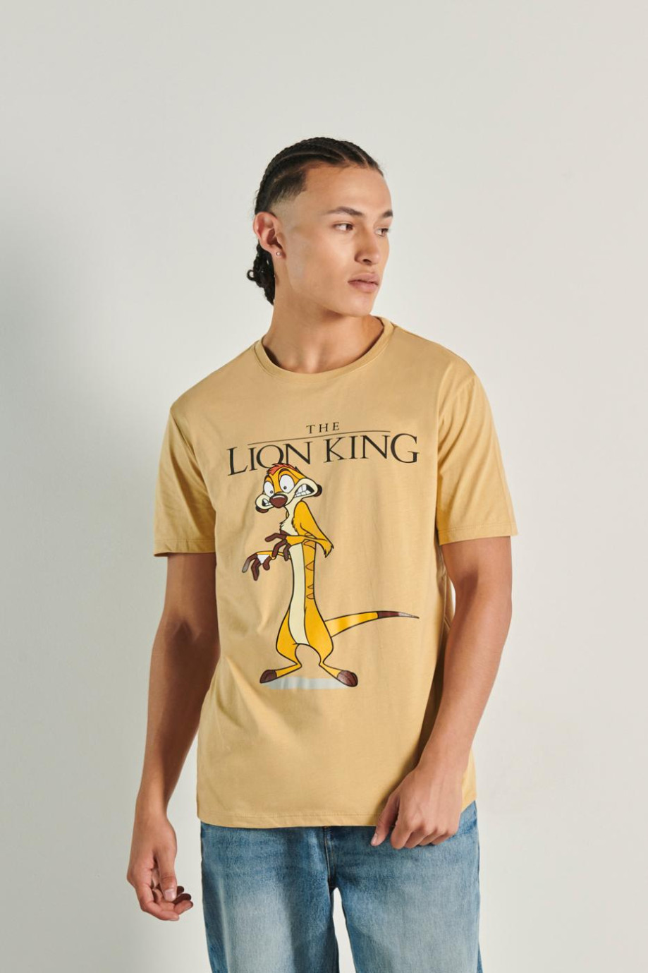 Camiseta kaki oversize con diseño de Timón y cuello redondo
