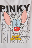 Camiseta cuello redondo blanca con diseño de Pinky en frente