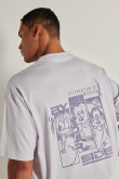 Camiseta oversize lila con manga corta y diseños de Disney