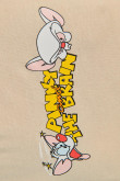 Camiseta kaki con manga corta y diseño de Pinky y Cerebro
