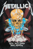 Camiseta negra tie dye cuello redondo con arte de Metallica