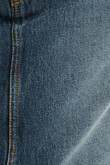 Falda azul larga de jean con bolsillos y abertura en frente