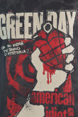 Camiseta cuello redondo negra tie dye y diseño de Green Day