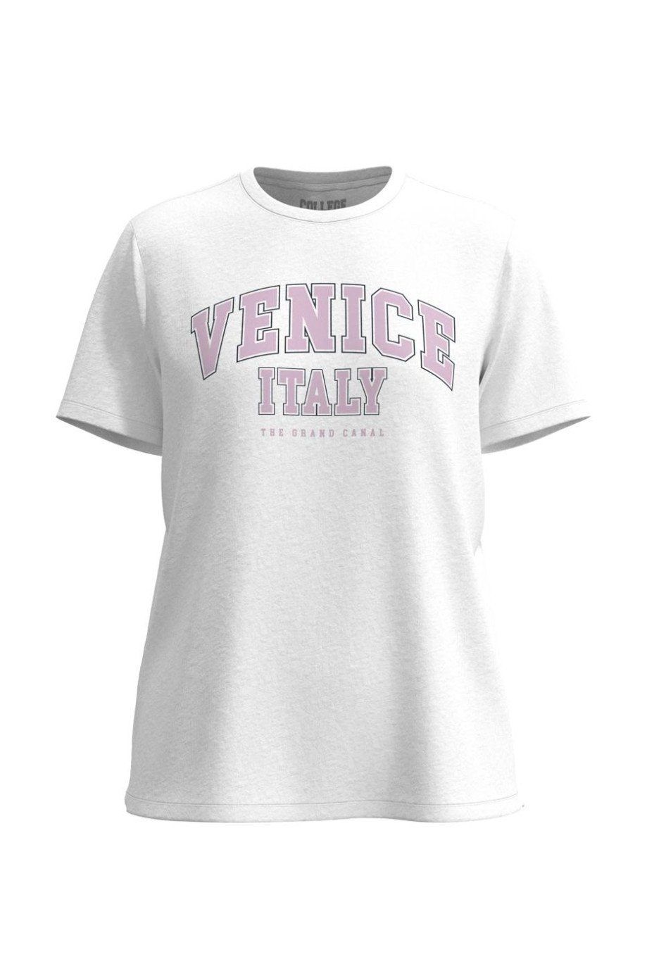 Camiseta cuello redondo unicolor con diseño college de Venecia