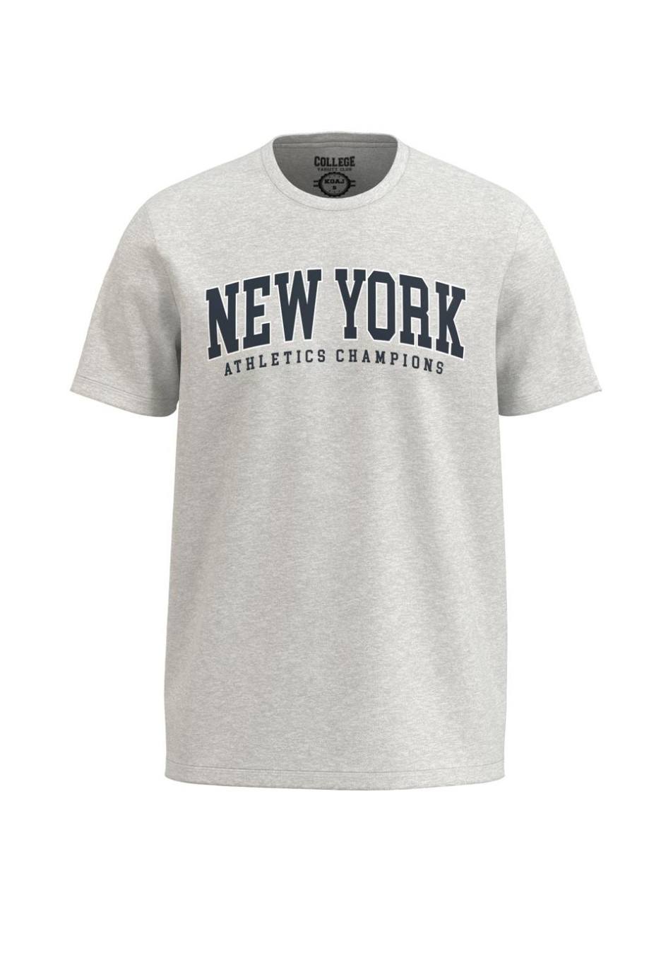 Camiseta unicolor con diseño college de New York y cuello redondo