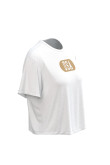 Camiseta crop top unicolor con manga corta y diseño college de USA