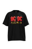 Camiseta cuello redondo negra oversize con diseño AC/DC