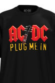 Camiseta cuello redondo negra oversize con diseño AC/DC