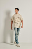 Camiseta kaki oversize con diseños localizados y manga corta