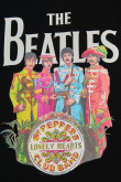 Camiseta negra manga corta con arte de The Beatles