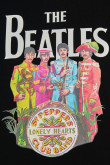 Camiseta negra manga corta con arte de The Beatles