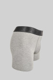 Bóxer midway brief-largo gris claro con efecto jaspe y cintura elástica negra