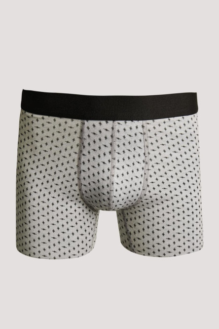 Bóxer brief-medio gris con estampados y elástico negro