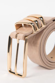 Cinturón sintético kaki con hebilla dorada rectangular