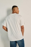 Camiseta manga corta crema clara estampada oversize