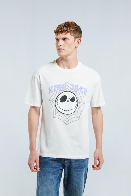 Camiseta manga corta crema con diseño delantero de Jack