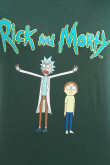 Camiseta verde oscura con cuello redondo y diseño de Rick and Morty