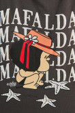 Camiseta gris crop top con diseño de Mafalda y manga corta