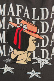 Camiseta gris crop top con diseño de Mafalda y manga corta