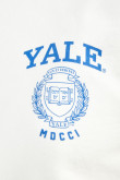 Buzo crema claro con estampado college azul de Yale y cuello redondo