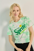 Camiseta crop top crema tie dye con diseño de Sprite