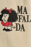 Buzo kaki claro oversize con diseño de Mafalda y capota